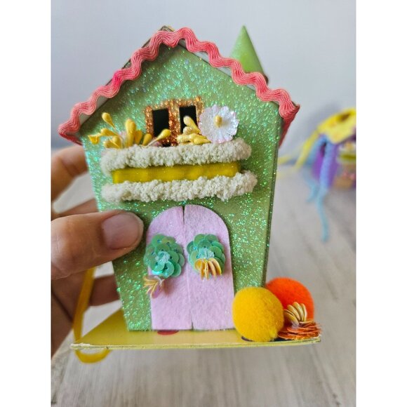 Katherine's collection green spring Easter cardboard village house birdhouse - Picture 6 of 9